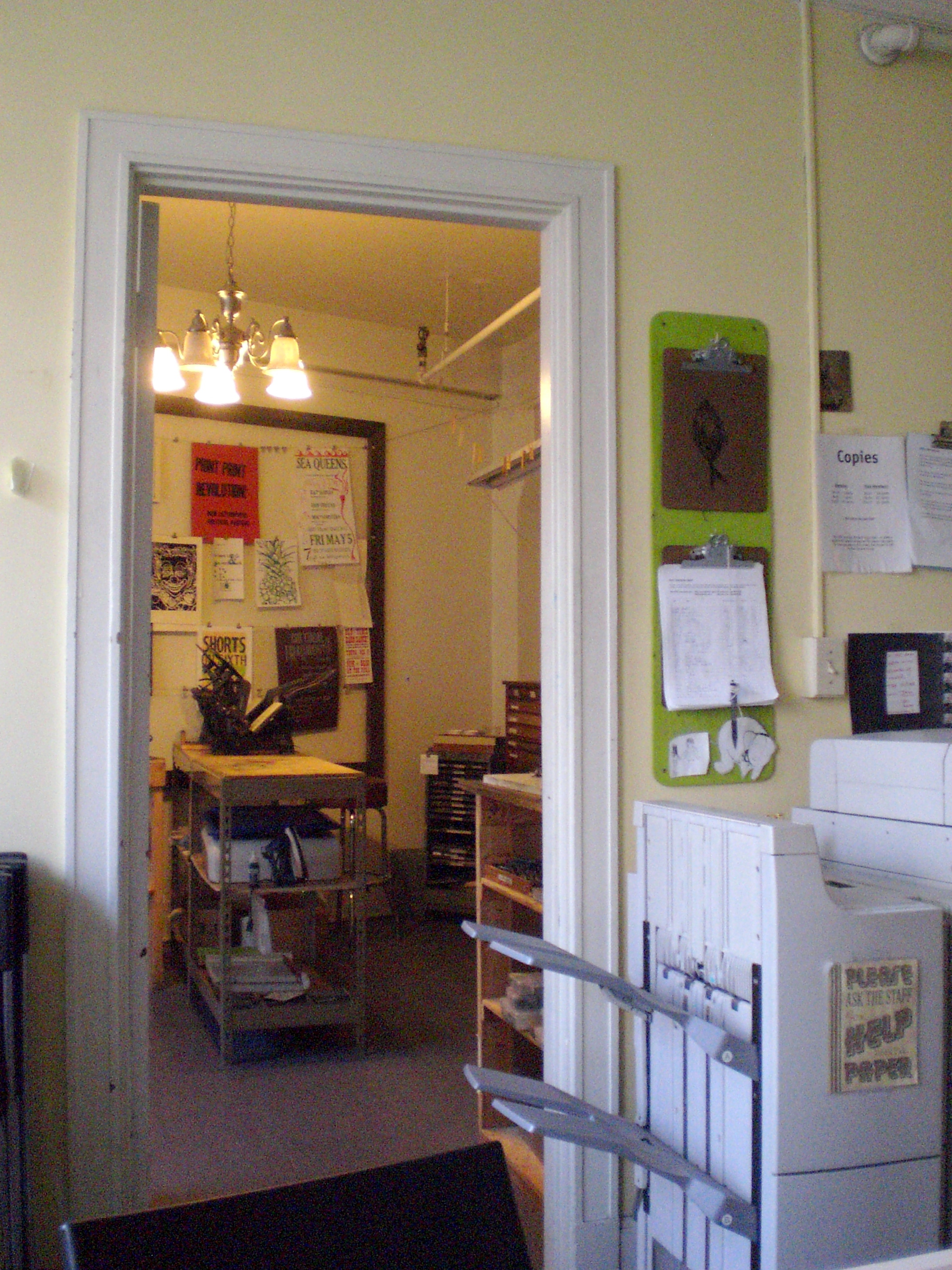 Looking into the letterpress studio at the IPRC 2009