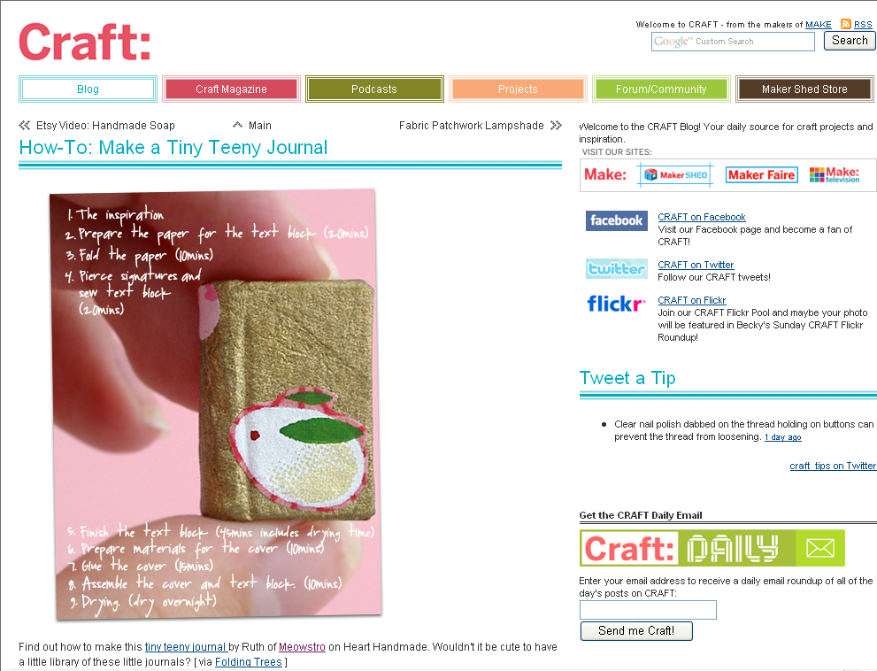 Craft Magazine Blog feature of miniature book instructions by Ruth Bleakley