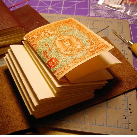 Little Leather Longstitch Book bookbinding process photos by Ruth Bleakley 