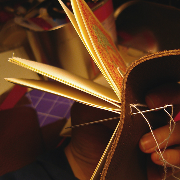 Little Leather Longstitch Book bookbinding process photos by Ruth Bleakley 