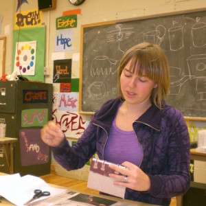 Me demonstrating sewing technique