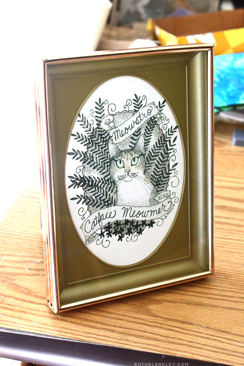 Framed Custom Cat Portrait by Jenny Baughan