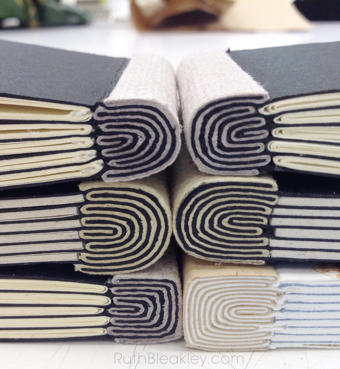 Elbel's Onionskin bookbinding workshop at Penland School of Crafts 2014 - books made by Ruth Bleakley