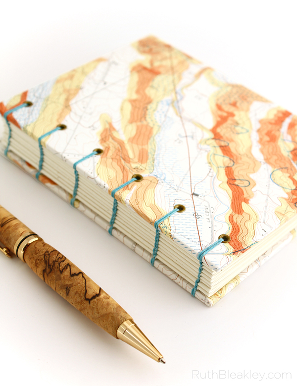 Topographic Map Journal of Oregon handbound by book artist Ruth Bleakley