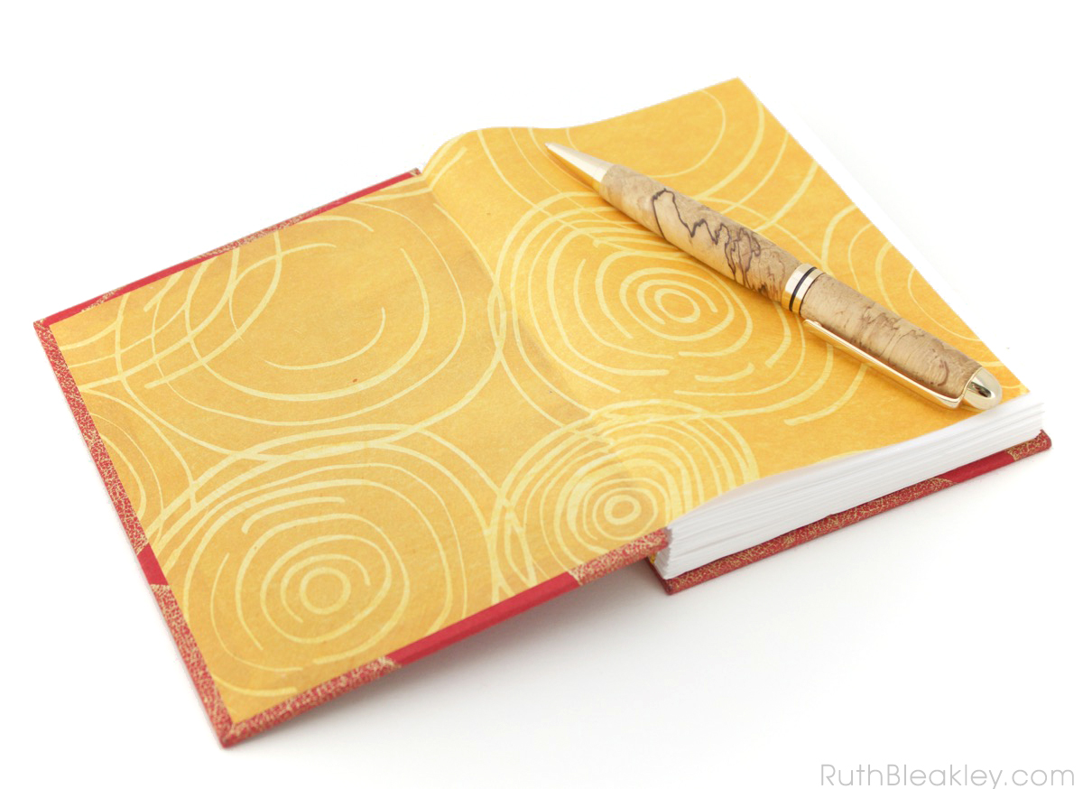 Red Leaf French Link Journal handmade by bookbinder Ruth Bleakley - 3