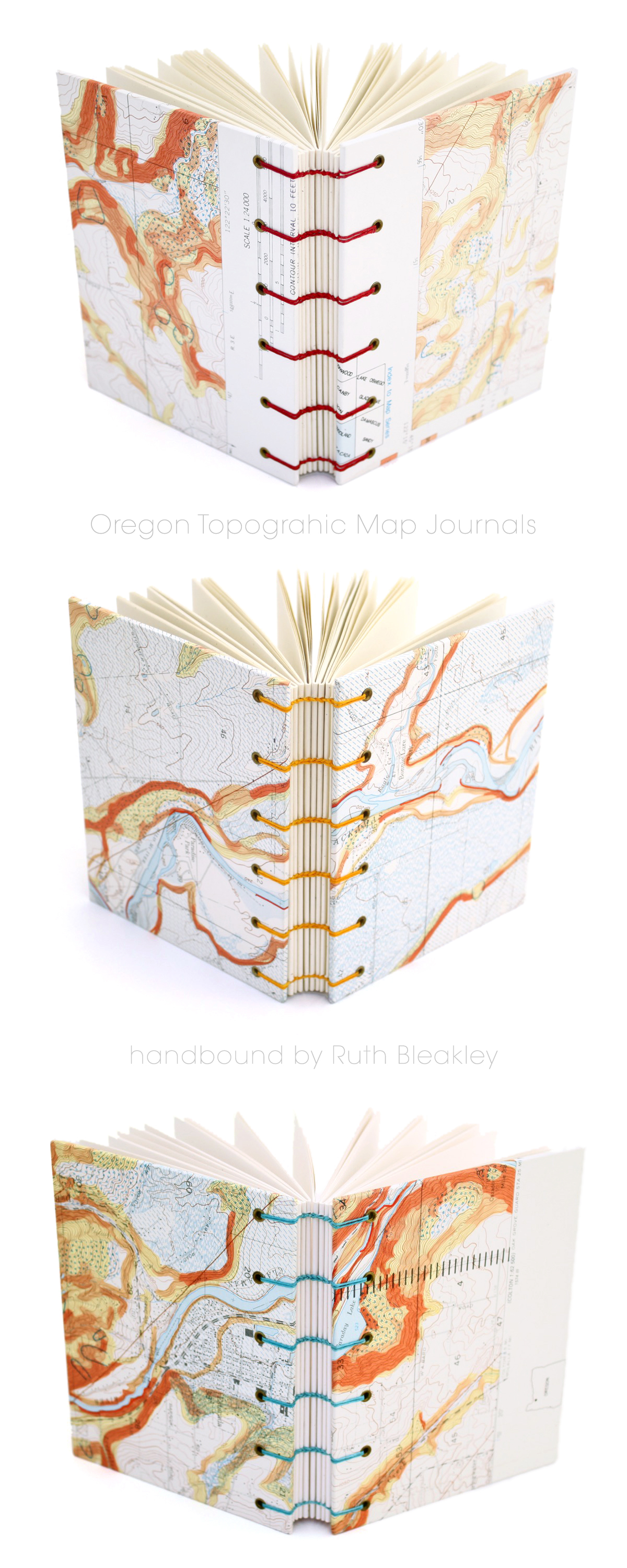 Oregon Topographic Map Journals handmade by Ruth Bleakley