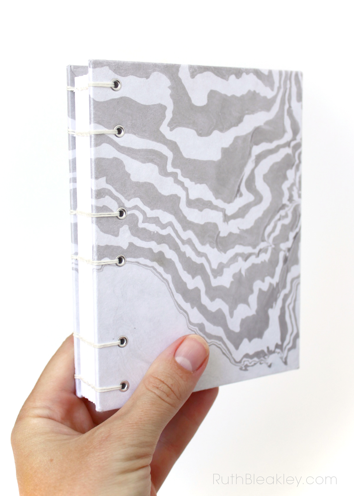 Travel Journal with Marbled Paper that lays flat for writing Handmade by Ruth Bleakley - 3