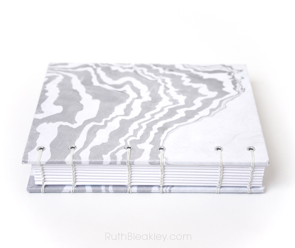 Travel Journal with Marbled Paper that lays flat for writing Handmade by Ruth Bleakley - 4