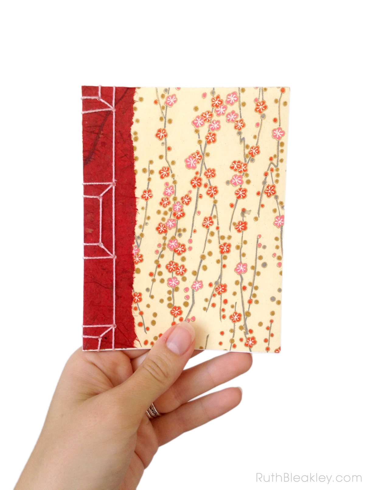 Cherry Blossom Chiyogami Notebook handmade by Ruth Bleakley