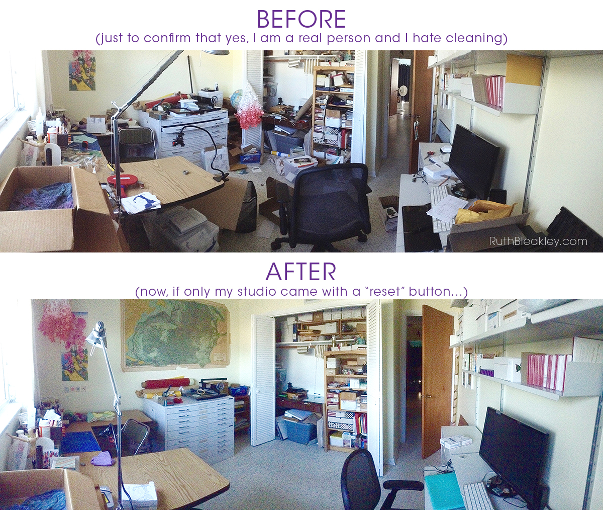 Ruth Bleakley Bookbinding Studio before and after