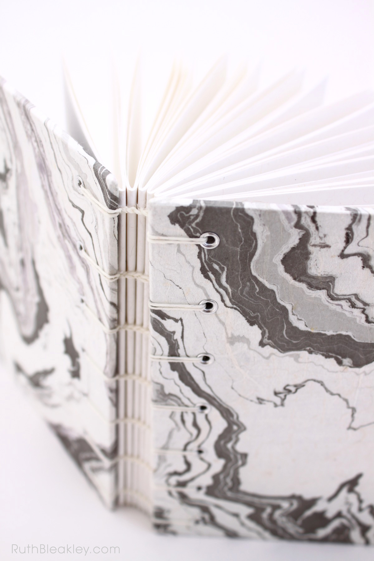 Handmade Book by Ruth Bleakley with Suminagashi Marbled Paper - 5