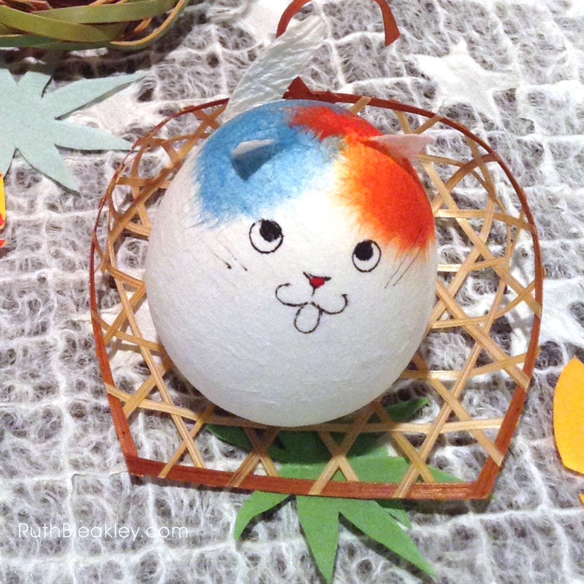 Ruth visits Suzuki Shofudo in Kyoto Japan for Katazome Washi Paper - cat egg doll