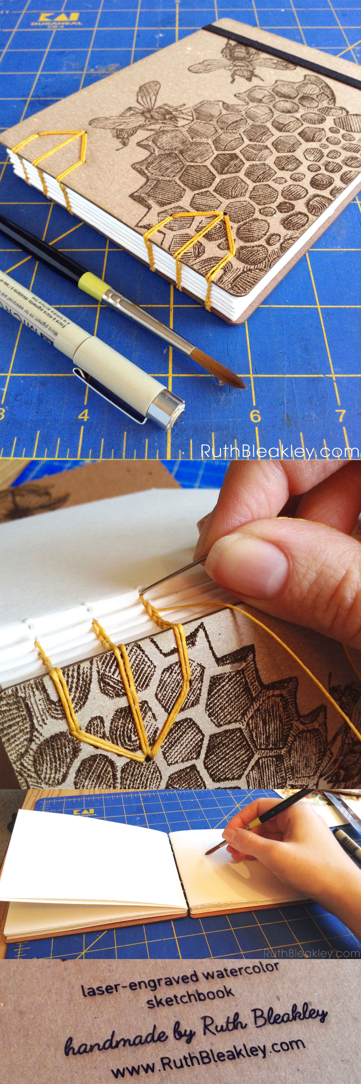 Handmade Watercolor Sketchbooks with Laser Engraved Covers! – Ruth  Bleakley's Studio