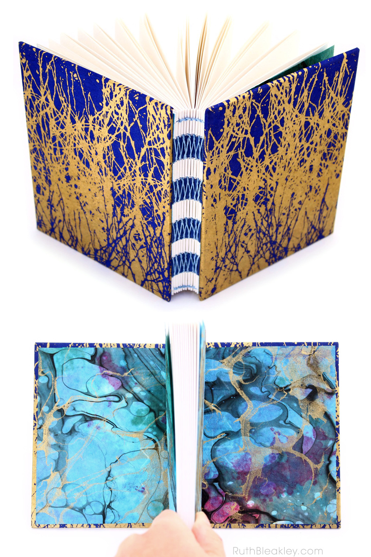 Colorful Marbled Handmade Unlined Journal by Ruth Bleakley