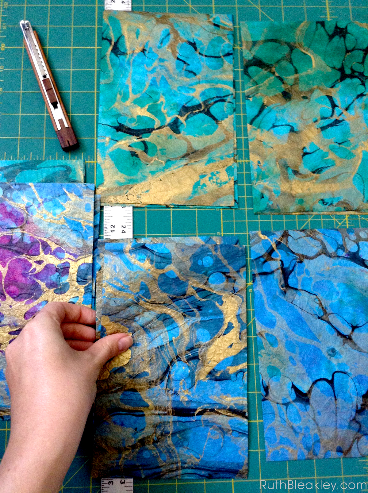 Gold and Indigo Branches - French Link Journals made by Florida book artist Ruth Bleakley - 3