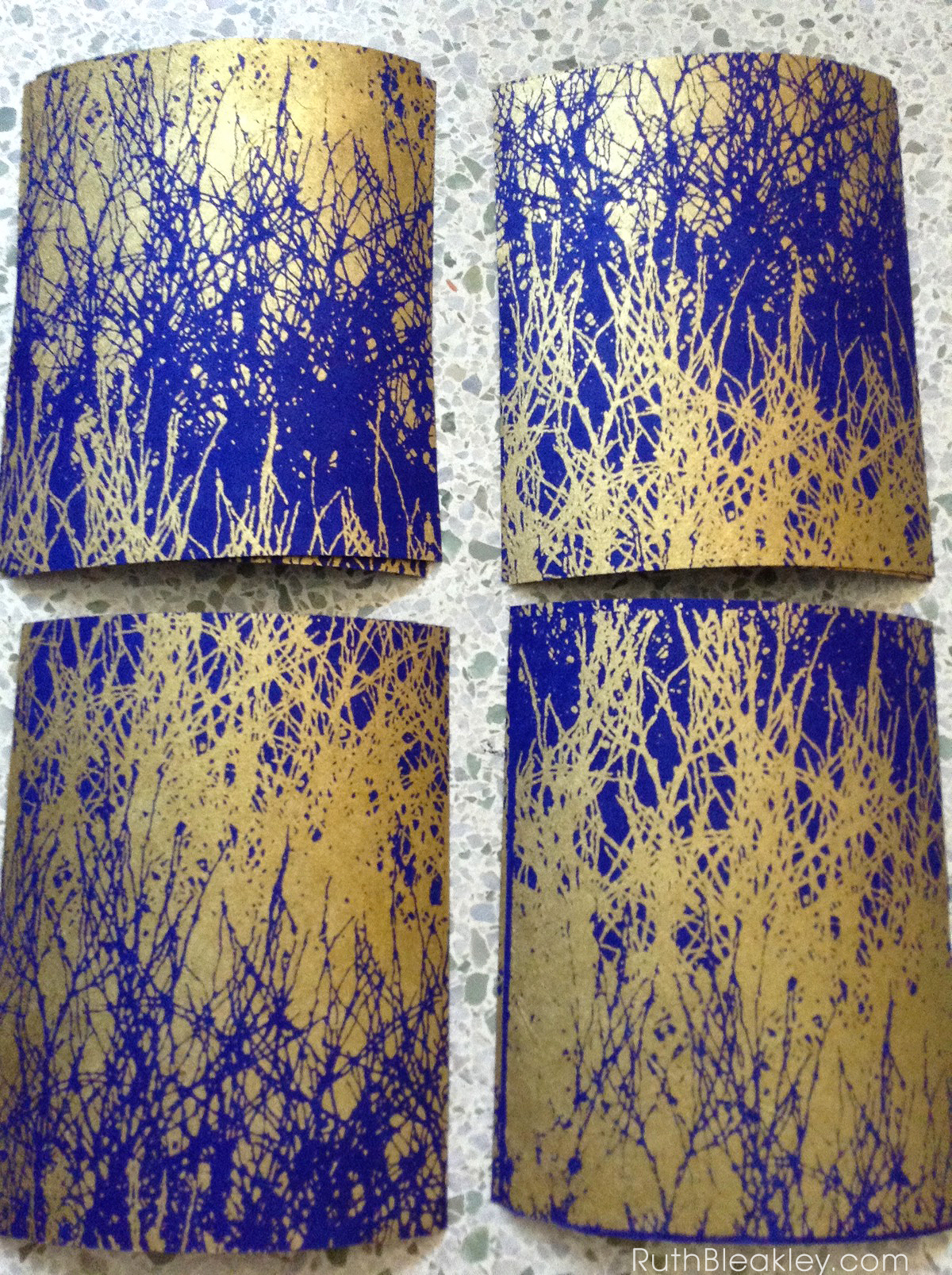 Gold and Indigo Branches - French Link Journals made by Florida book artist Ruth Bleakley - 7