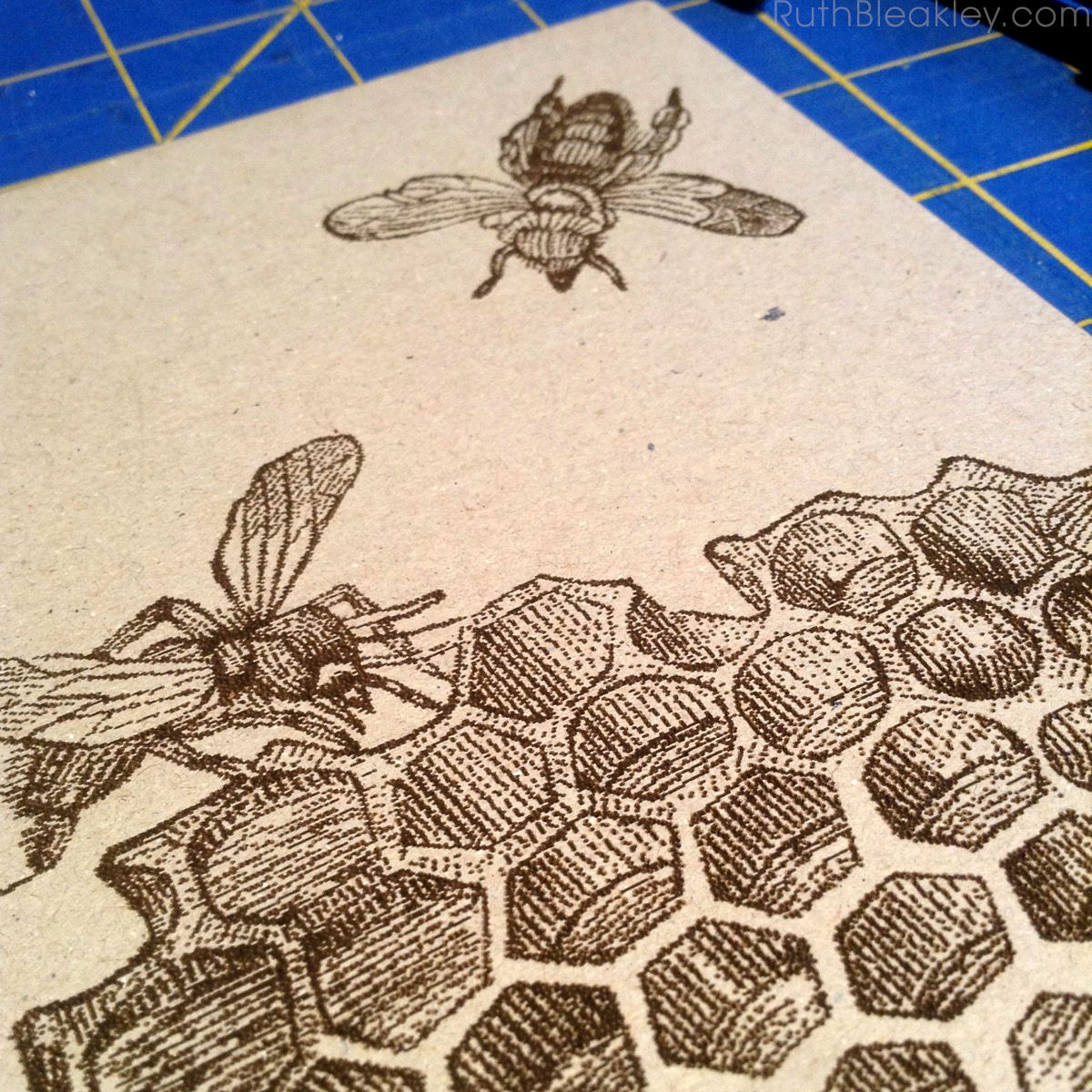 Hand Painted French Link Journals made by Florida book artist Ruth Bleakley - laser engraved honeybees