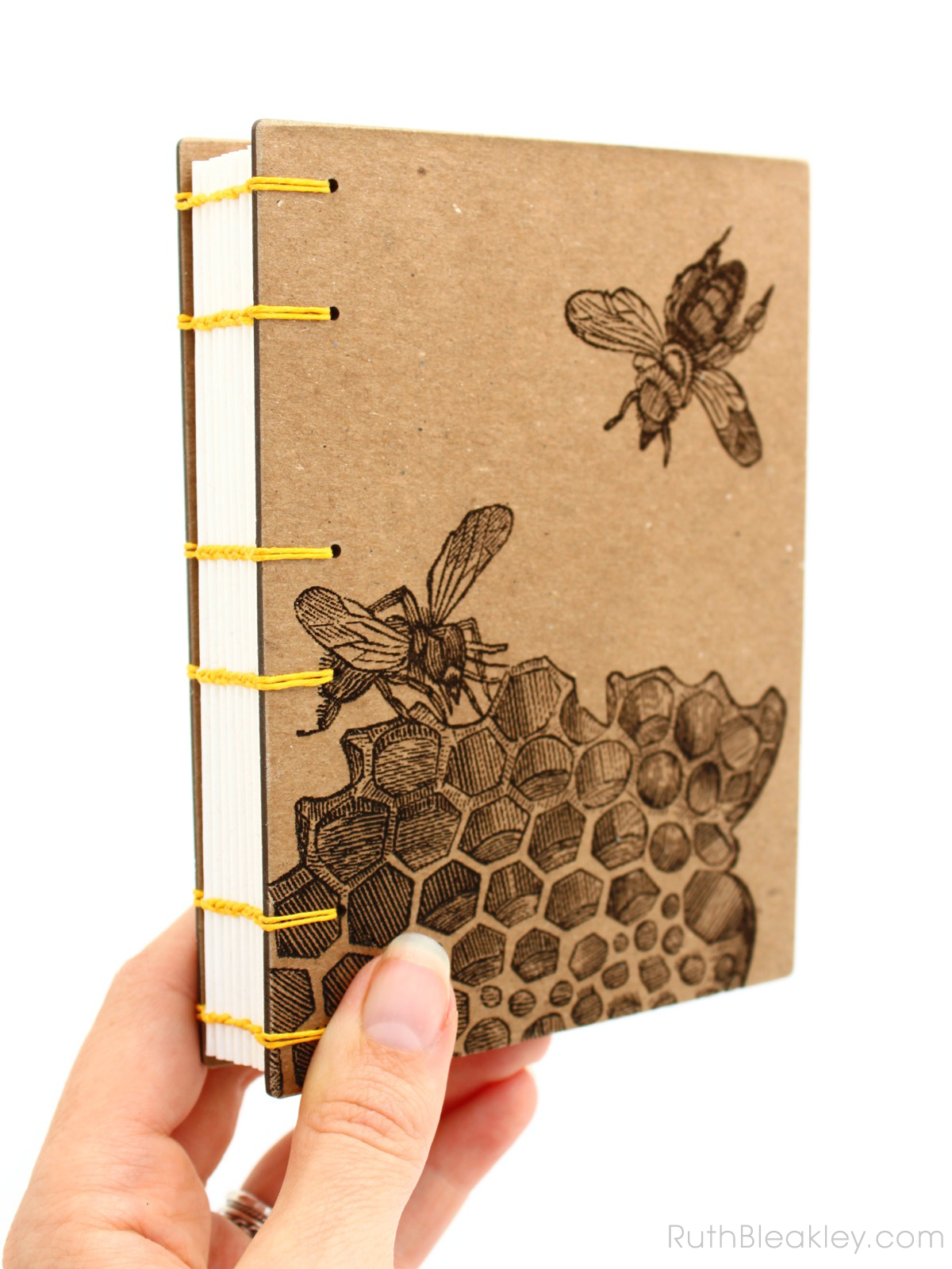 Honeybee Handmade Journal made by Ruth Bleakley with Laser Engraving - beehive gift