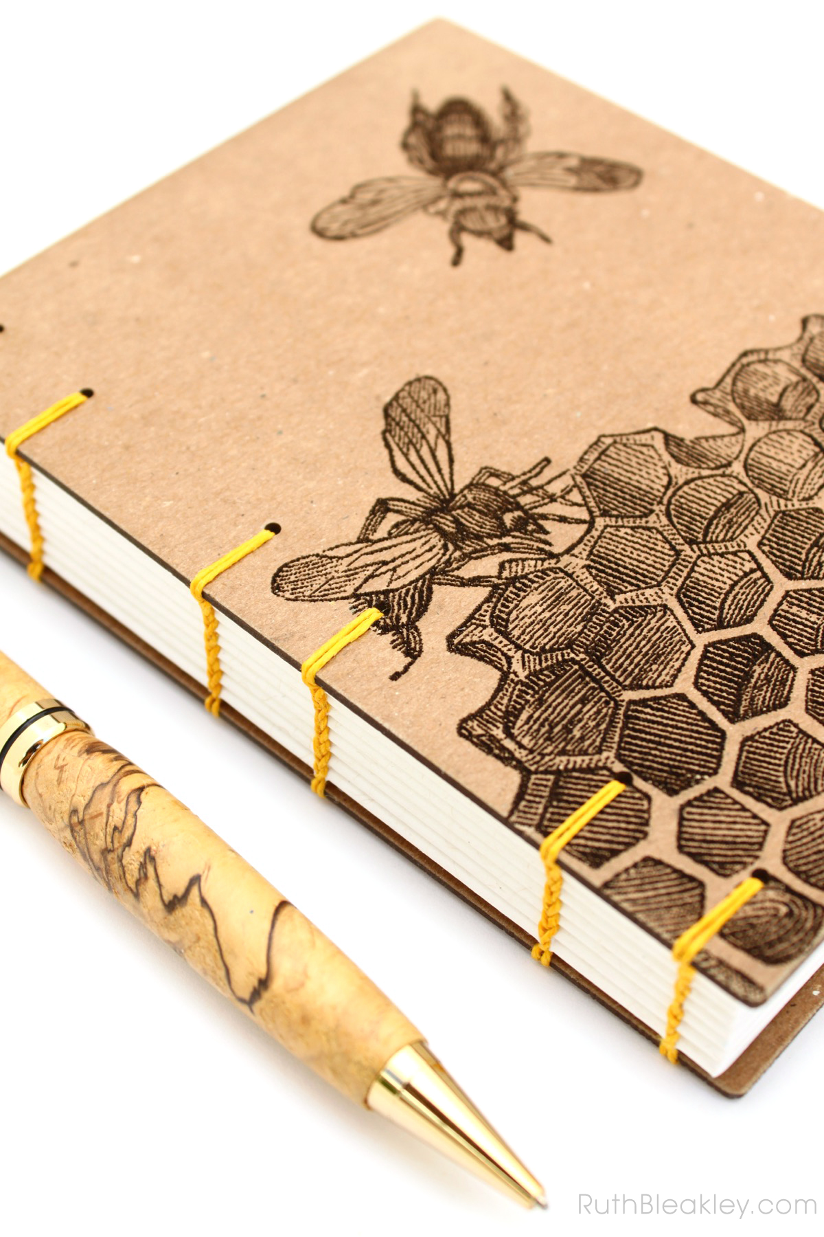 Honeybee Handmade Journal made by Ruth Bleakley with Laser Engraving - 2