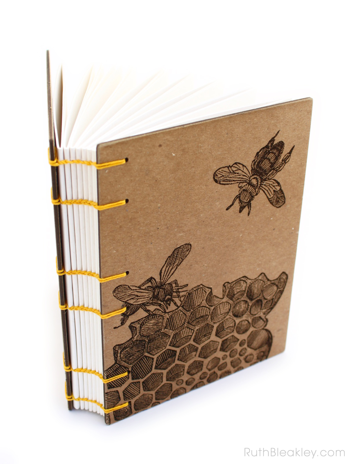 Honeybee Handmade Journal made by Ruth Bleakley with Laser Engraving - gifts for beekeepers