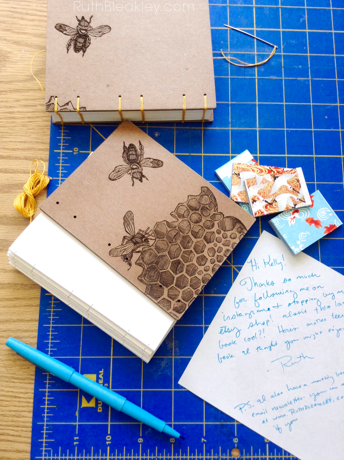 Honeybee Handmade Journals by Book Artist Ruth Bleakley