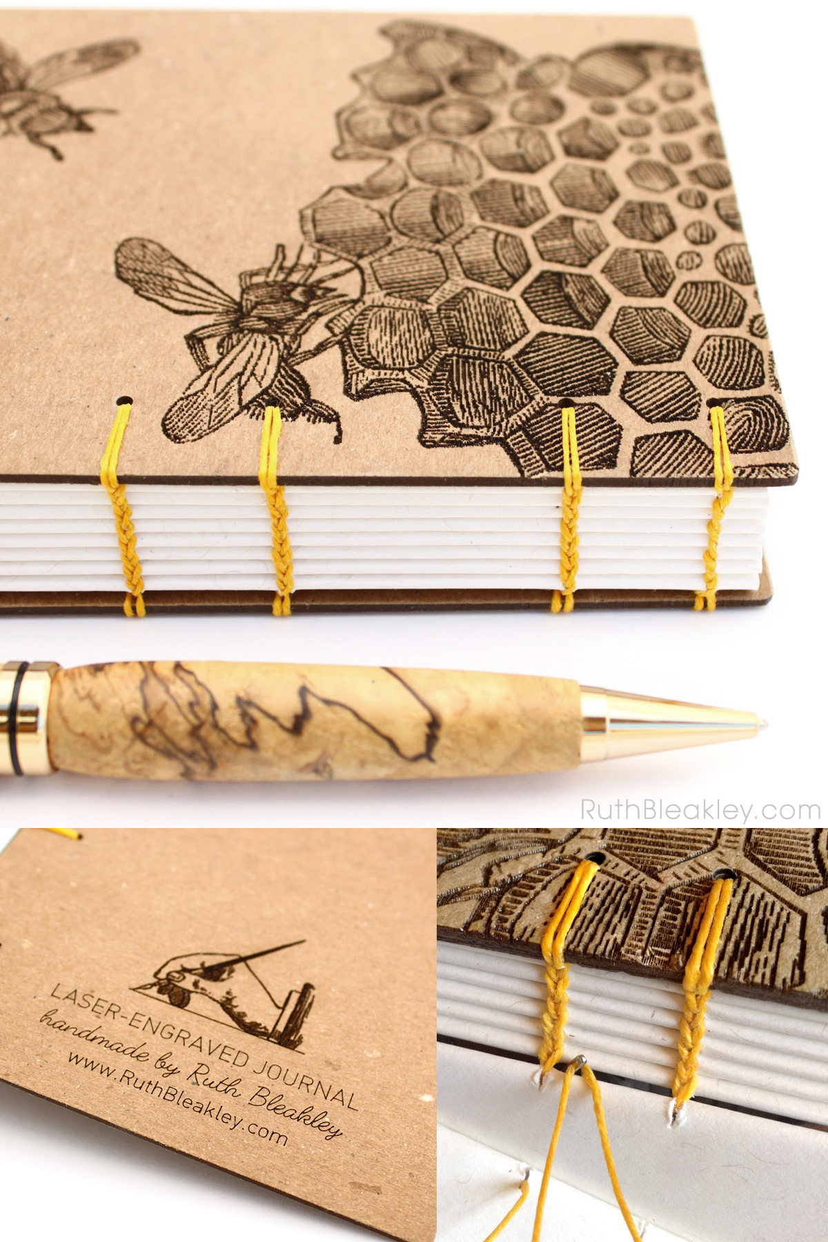 Beekeeper Gift - Unlined Honeybee Journal handmade by Ruth Bleakley