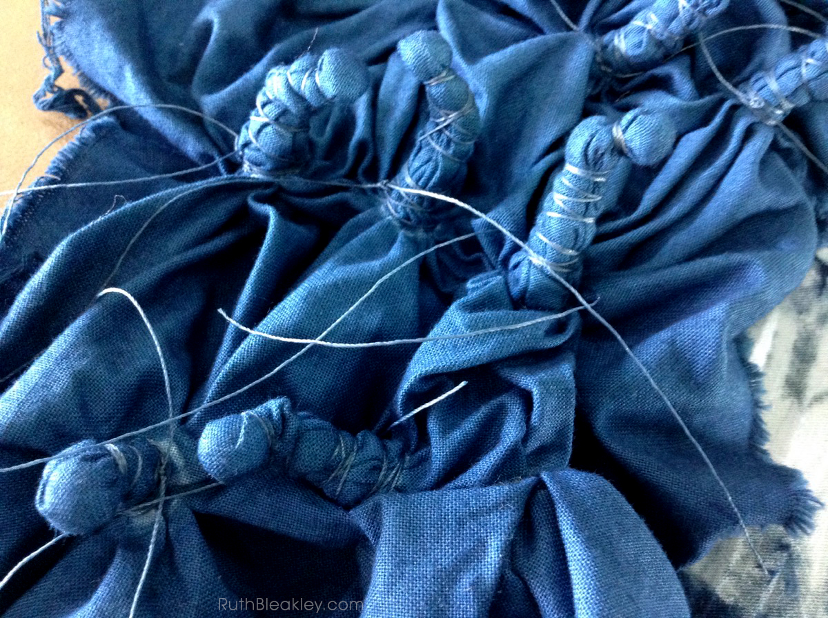 shibori indigo tie dye examples - spiderweb