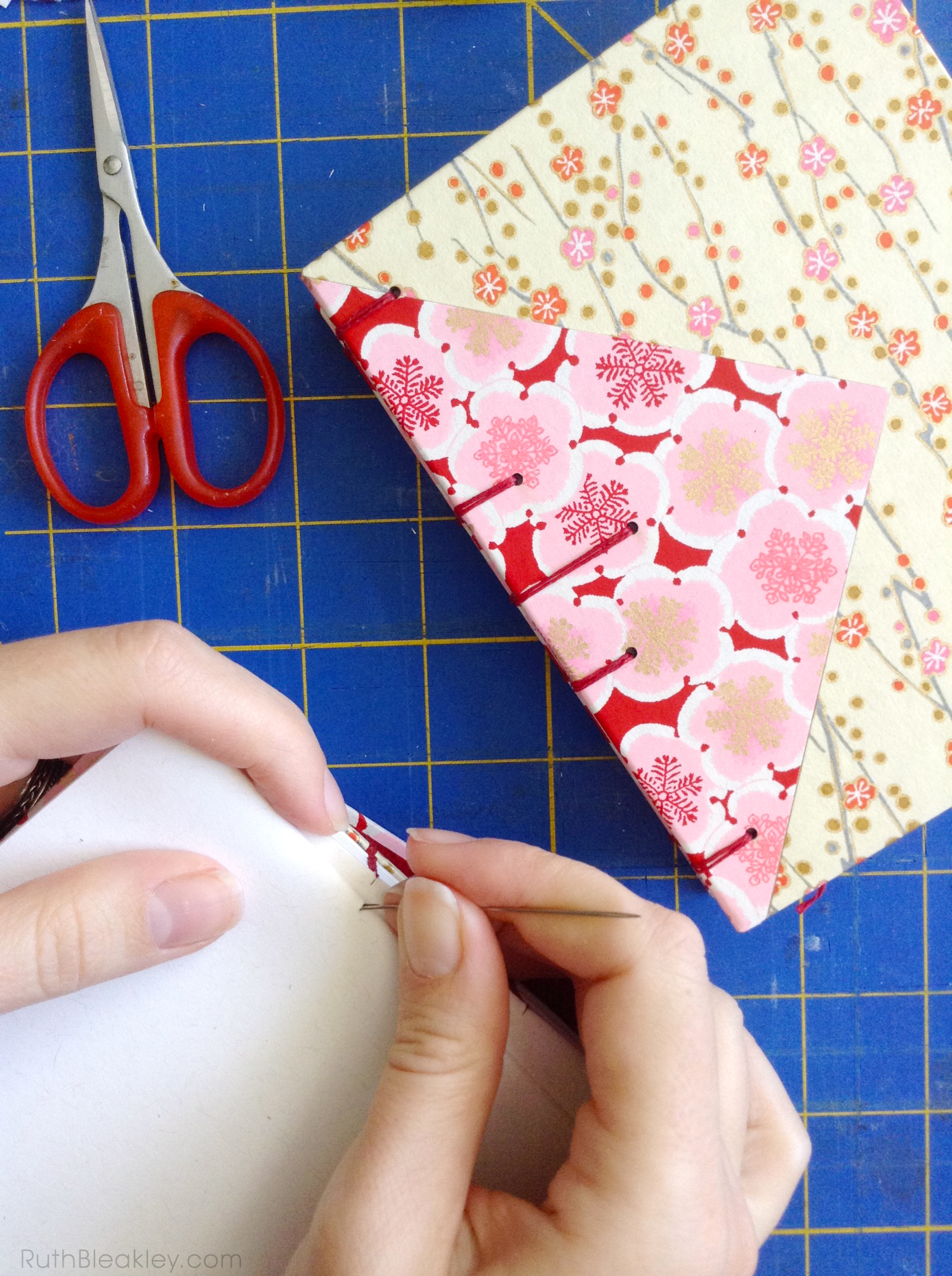 Cherry Blossom Twin Journal handmade by bookbinder Ruth Bleakley from Chiyogami