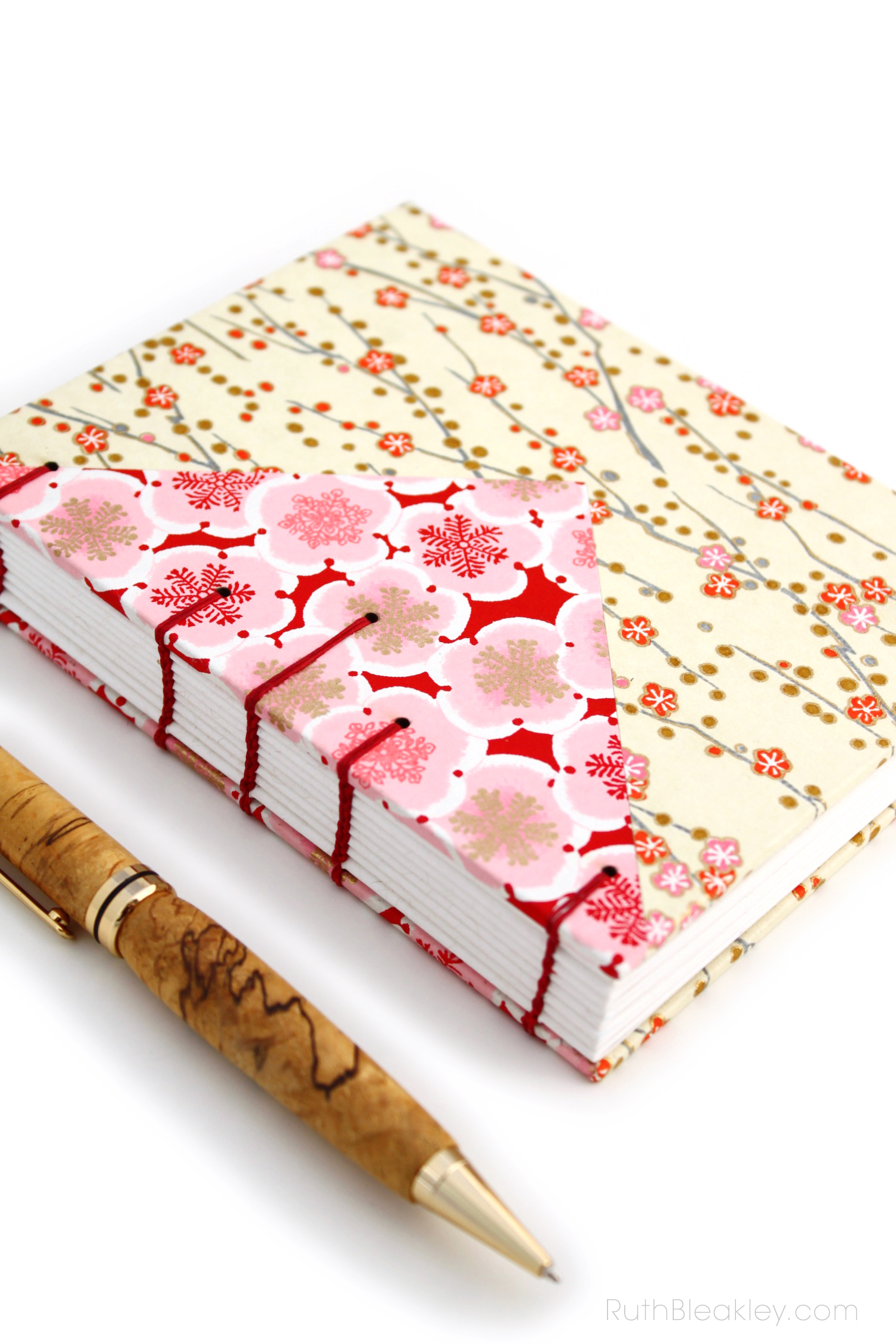 Cherry Blossom blank journal suitable for fountain pen made by Ruth Bleakley