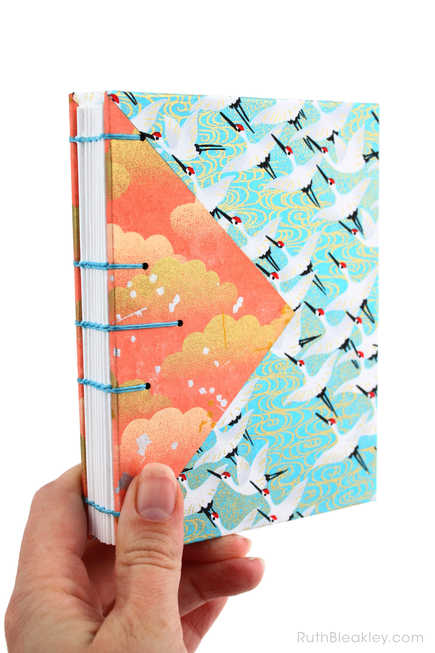 Blue Cranes and Peach Cloud Twin Journals by Ruth Bleakley that lay flat when open - 5