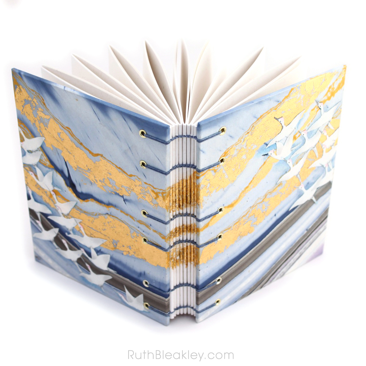 Golden Cranes Journal handmade by book artist Ruth Bleakley - 2