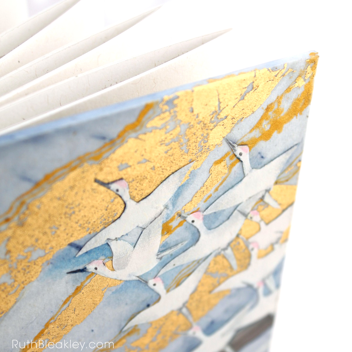 Golden Cranes Journal handmade by book artist Ruth Bleakley - 4