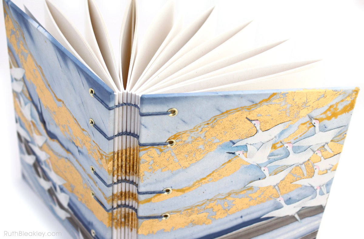 Golden Cranes Journal handmade by book artist Ruth Bleakley - 5