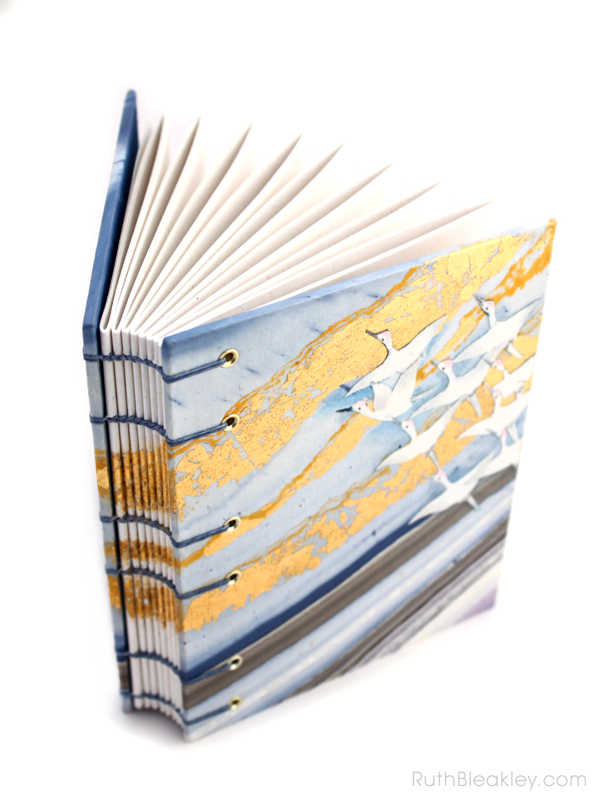 Golden Cranes Journal handmade by book artist Ruth Bleakley - 7