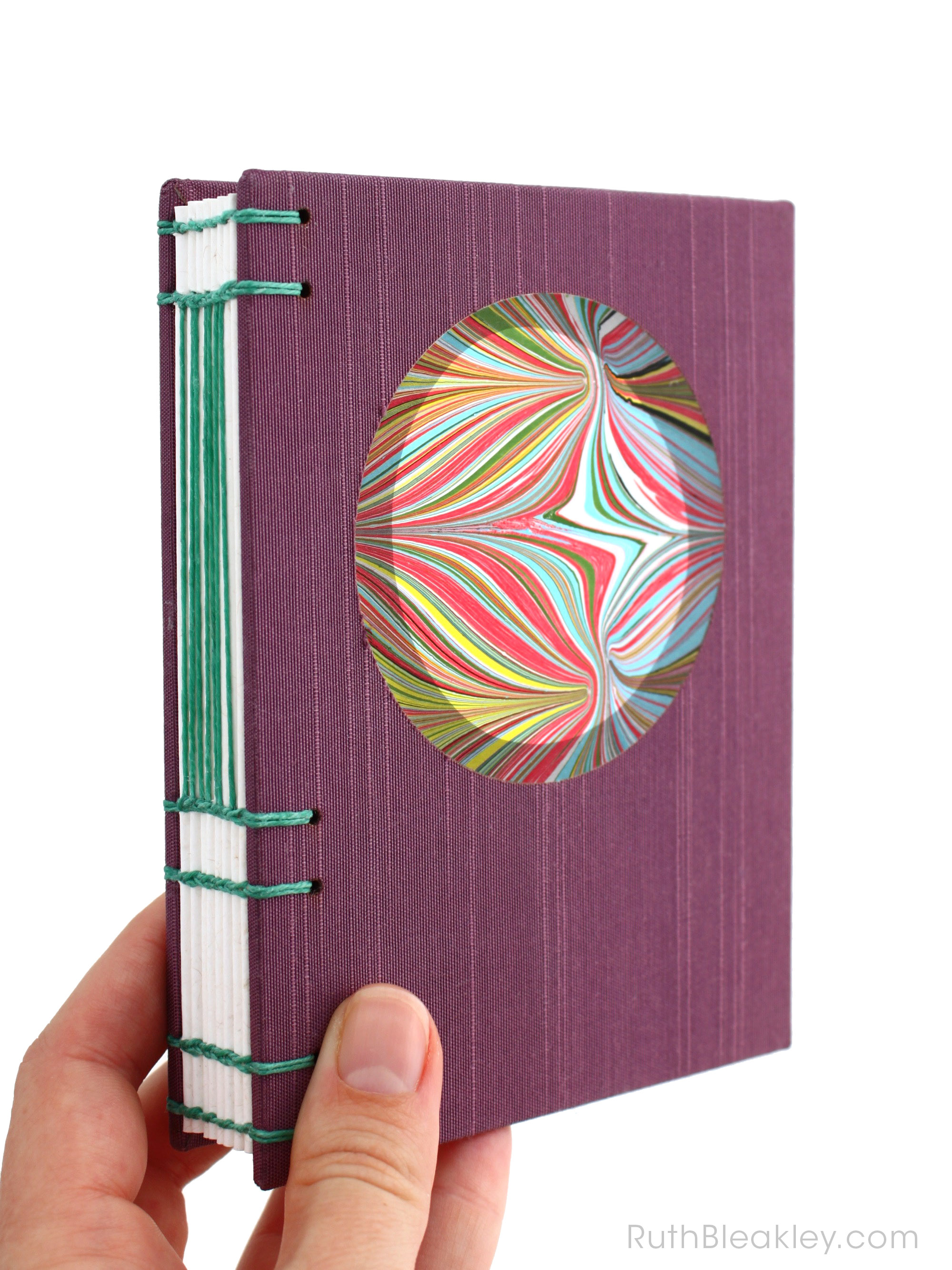 Purple circle journal Artist Book handmade by Ruth Bleakley